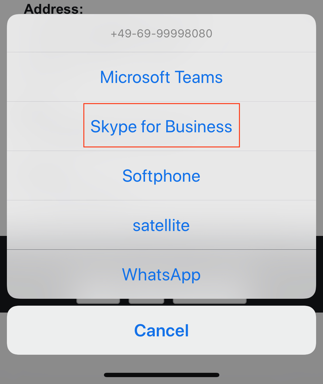 Click 2 Dial in Skype for Business