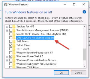 Remove SMBv1 on Windows 10