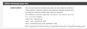 custom options on the HAProxy settings