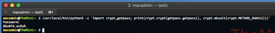 Use Python on macOS to create encrypted password