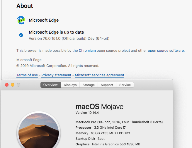 Microsoft Edge Insider on macOS