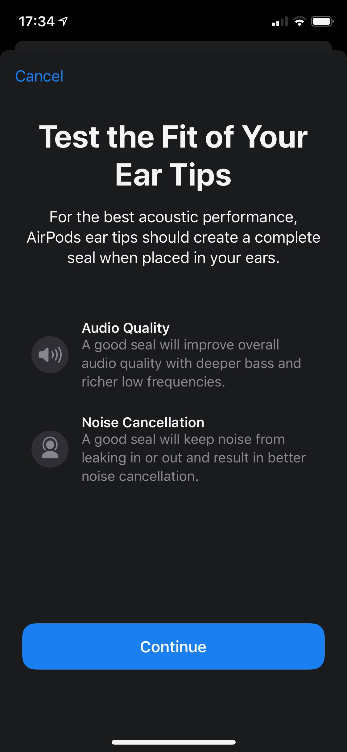 AirPods Pro test ear fit
