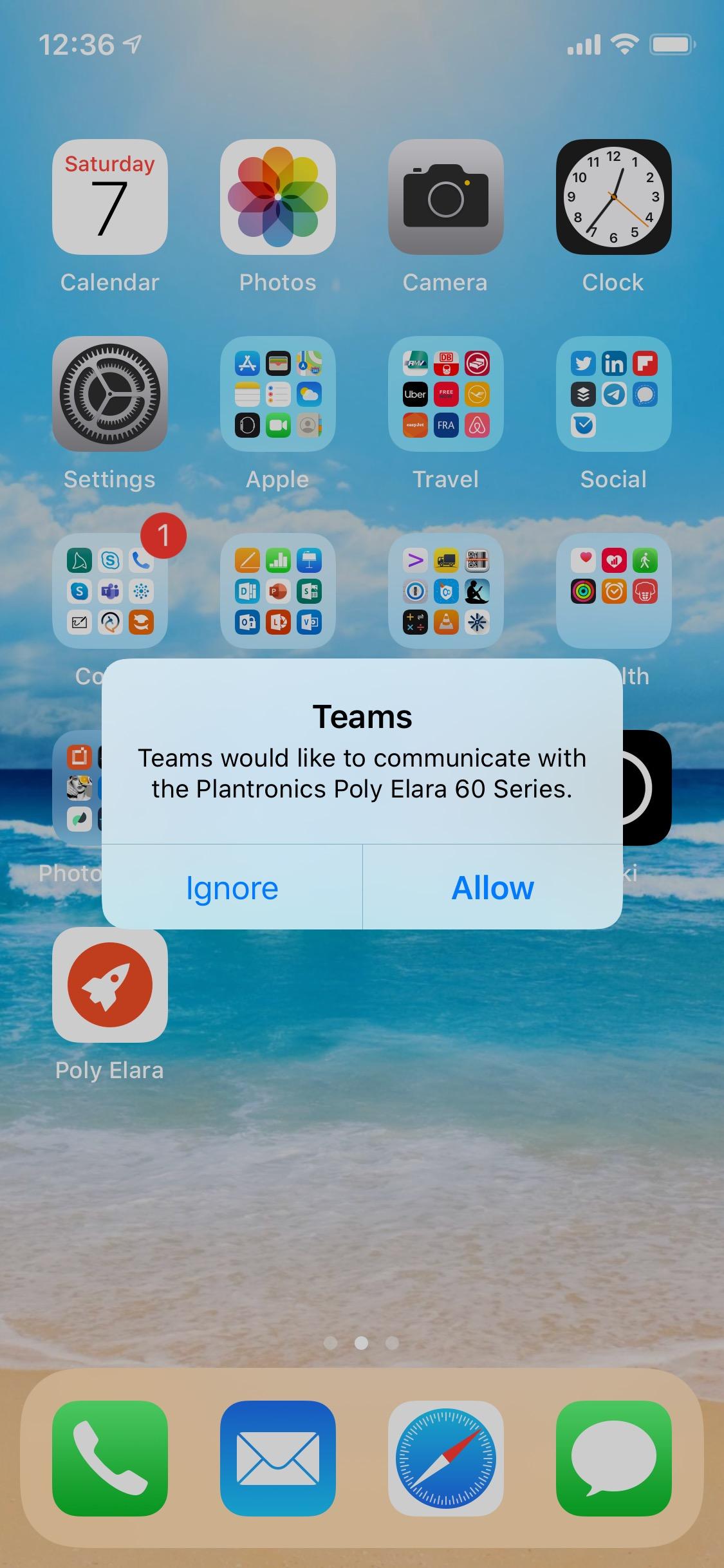 Poly Elara App want to open Microsoft Teams