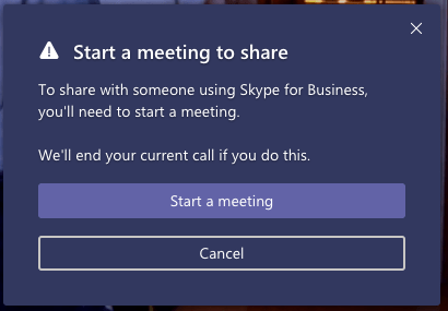 Sharing from a Microsoft teams Client in a call