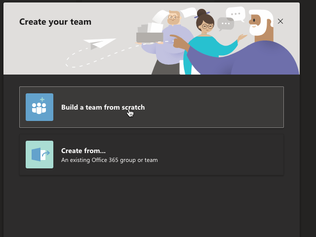 Create a Microsoft Teams Team from scratch or from existing group