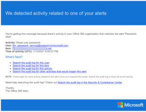 Activity Alert Sample: Password Alert Activity Alert Sample: Password Alert